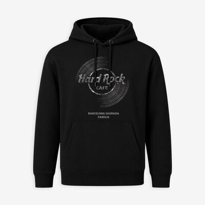 Unisex Fit Vinyl Logo Hoodie in Black